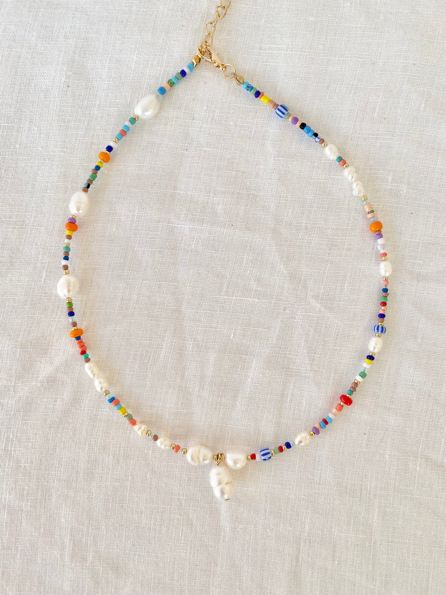 Santorini Pearl and Beaded Necklace