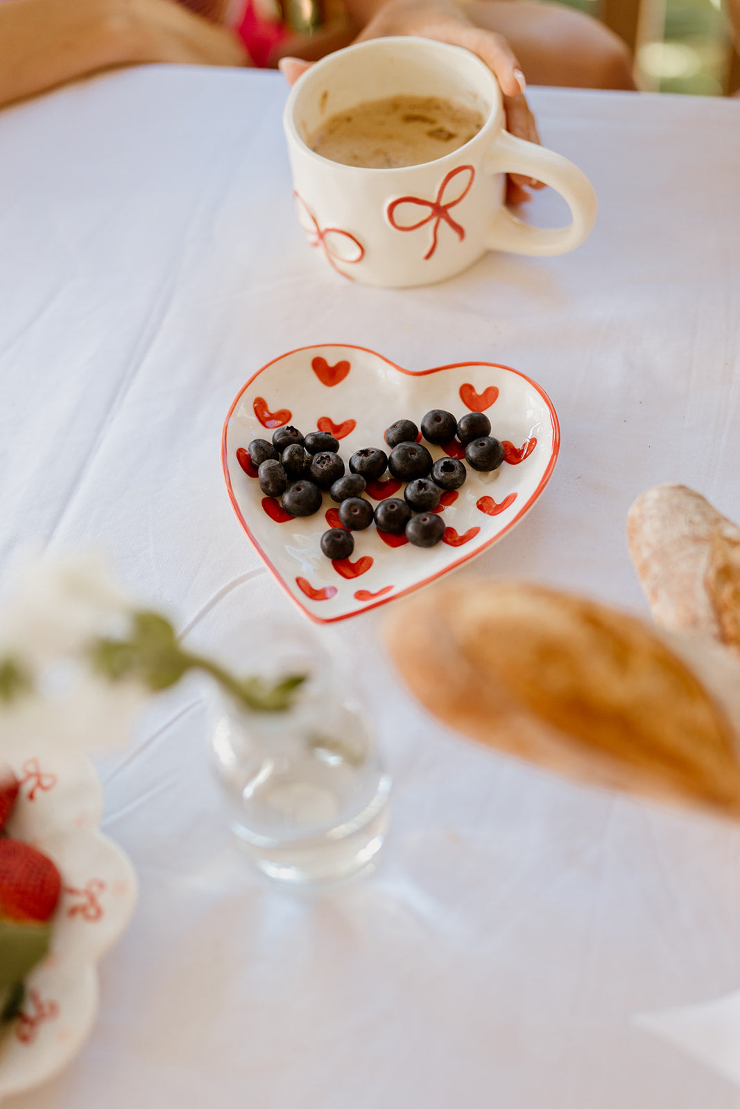 Love You Heart Shaped Hand Painted Ceramic Cup and Saucer