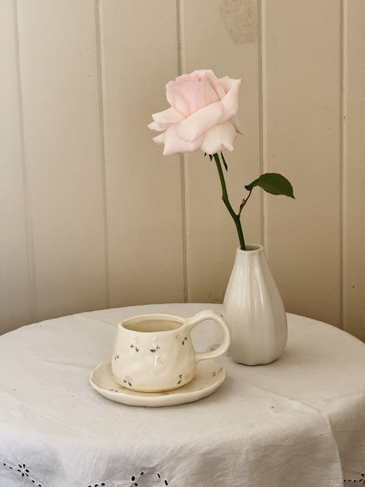 Rose Ceramic Cup and Saucer