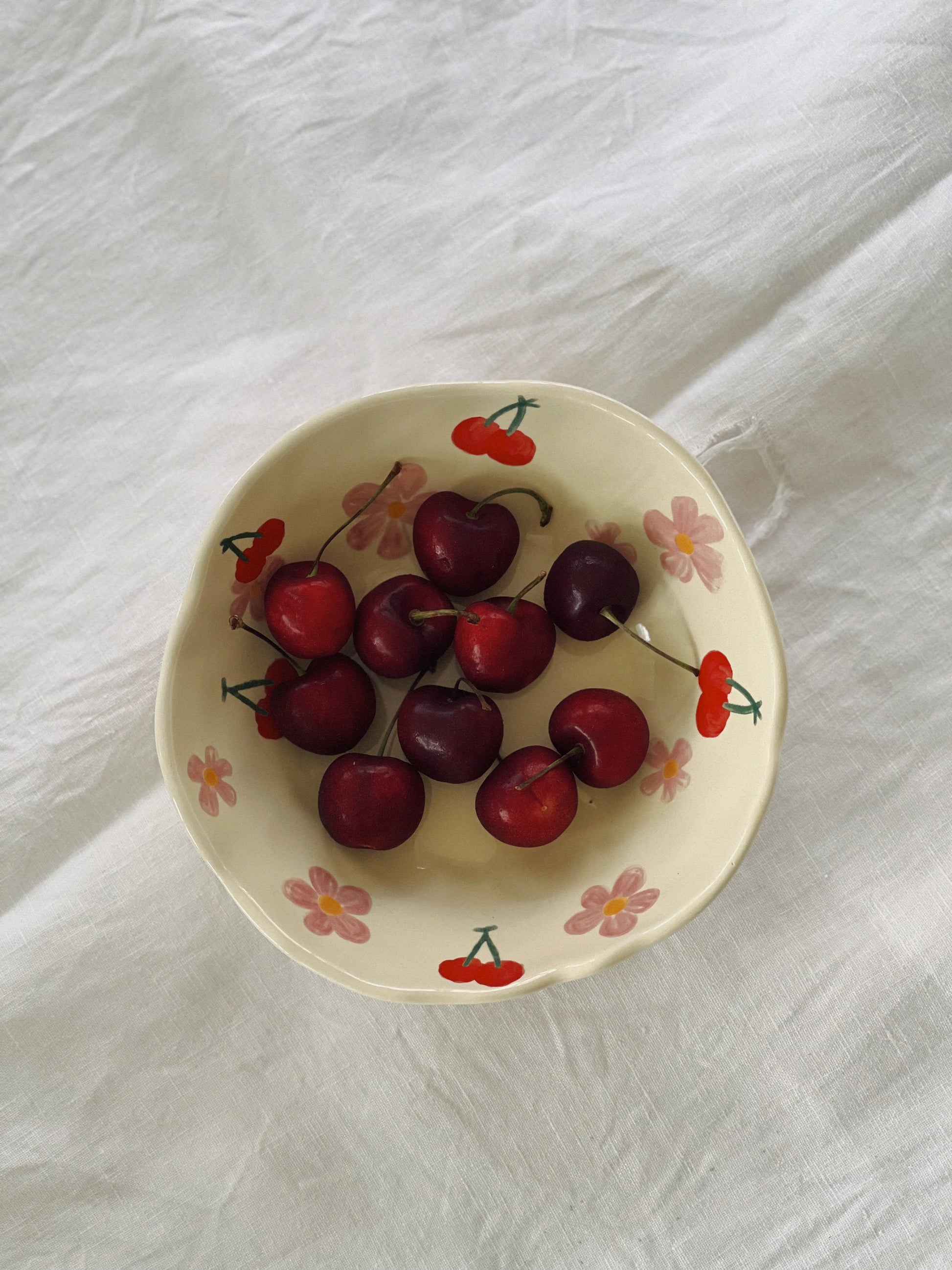 Summer Cherries Ceramic Bowl