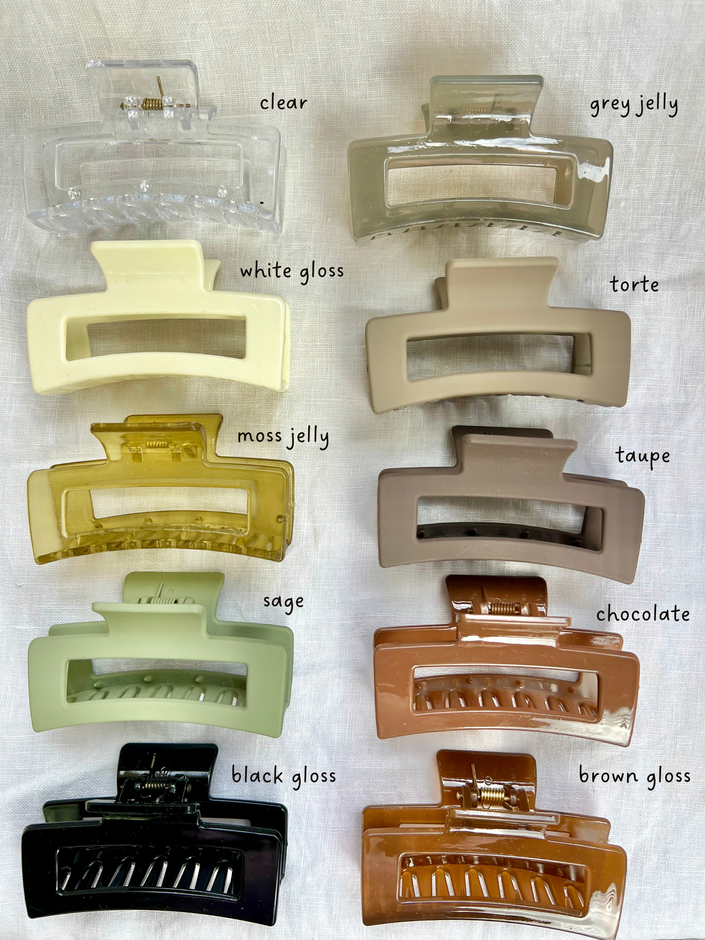 Rectangle Hair Claws in Neutral Shades